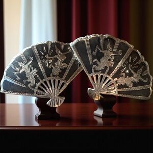 Pair of Sian Sterling silver fan earring stamped